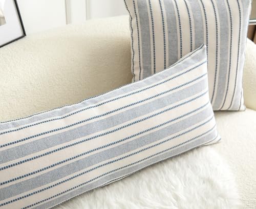 Cethom Decorative Boho Lumbar Pillow Covers, Modern Farmhouse Couch Pillowcase, 14 x 36 Long Accent Body Throw Pillow Covers, Sofa Bed Living Room Decor Cushion Case, Blue and Beige, Pack of 1 - color: Classic Blue, size: 36" x 14" (Pack of 1)