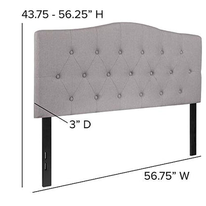 EMMA + OLIVER Arched Button Tufted Full Size Headboard in Light Gray Fabric - color: Light Gray, size: Full
