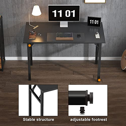 Need Folding Computer Desk - 39.4 Inch Foldable Office Writing Work Study Kids Student Teacher Home Bedroom Table for Small Space, Black | No-Assembly, Sturdy Foldable Desk for Home Office, Bedroom, Dorm Room, Student Study, Collapsible, Compact, Easy Sto