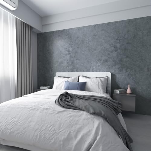 3yecao 16"×591" Big Roll Large Size Thick Dark Blue Grey Concrete Wallpaper Peel and Stick Waterproof Gray Concrete Contact Paper Vinyl Adhesive Glossy Cement Sticker for Bedroom Living Room Gym Walls - color: Light Blue Grey, size: 16" x 591"