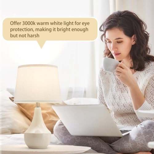 18" Table Lamp Set of 2, Ceramic Table Lamp Classic Beside Lamps Nightstand Lamp Modern Lamp for Living Room, Bedroom & Office Rocker Swtich Cream-LED Bulbs Included - color: 18.63" Ceram
