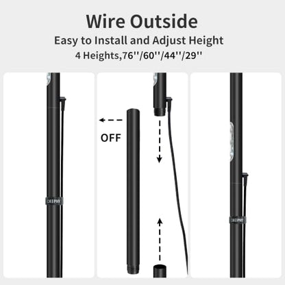 60W Torchiere Lamp, 76'' Dimmable Tall Lamp, Bright Sky Floor Lamp | 4000K, 360° Gooseneck, Height Adjustable, Touch Control, CRI 95, Aluminum Panel, for Living Room Bedroom Office Plant Light - color: Touch Control