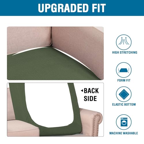 H.VERSAILTEX Super Stretch Individual Chaise Cover Sectional Couch Covers for L Shaped Sofa Both Left/Right Featuring Thick Jacquard Textured Twill Fabric (1 Piece Chaise Cover, Bronze Green) - color: Bronze Green, size: Chaise Cover
