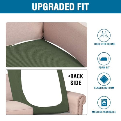 H.VERSAILTEX Super Stretch Individual Chaise Cover Sectional Couch Covers for L Shaped Sofa Both Left/Right Featuring Thick Jacquard Textured Twill Fabric (1 Piece Chaise Cover, Bronze Green) - color: Bronze Green, size: Chaise Cover