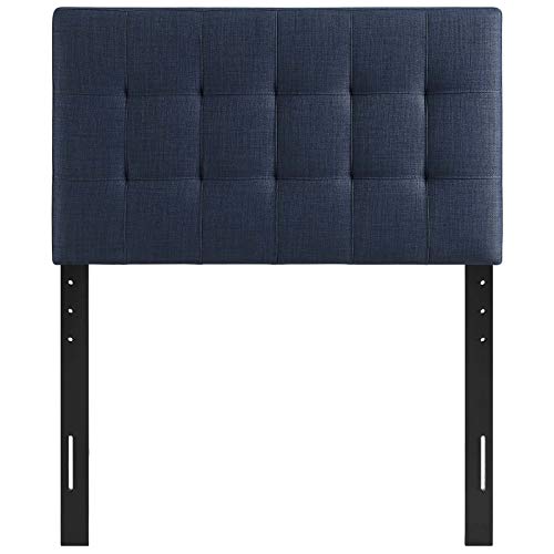 Modway Lily Tufted Linen Fabric Upholstered Twin Headboard in Navy - color: Navy, size: Twin