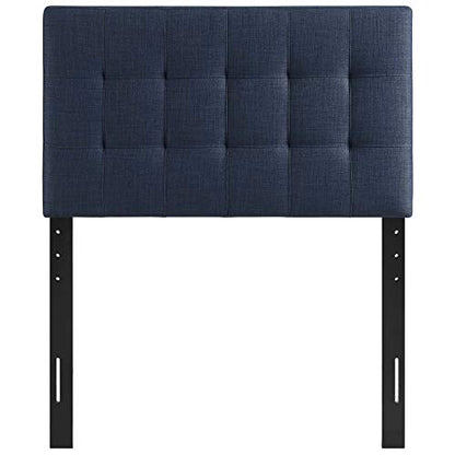 Modway Lily Tufted Linen Fabric Upholstered Twin Headboard in Navy - color: Navy, size: Twin
