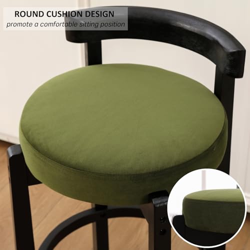 HEAH-YO Mid Century Modern Bar Stools Set of 2, 26.5" Counter Stools with Low Back, Velvet Upholstered Barstools with Black Wood Legs Bar Chairs for Kitchen Island Dining Room, Green - color: 26.5" Green Velvet Black Wood, size: Counter Height - Set of 2