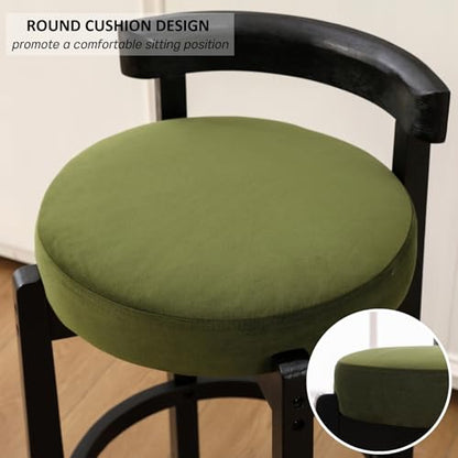 HEAH-YO Mid Century Modern Bar Stools Set of 6, 26.5" Counter Stools with Low Back, Velvet Upholstered Barstools with Black Wood Legs Bar Chairs for Kitchen Island Dining Room, Green - color: 26.5" Green Velvet Black Wood, size: Counter Height - Set of 6