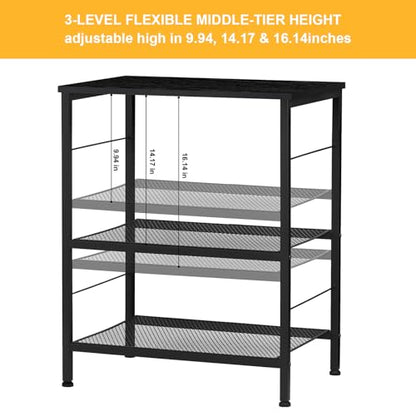 LIANTRAL Rolling Cart, 3-Tier Microwave Cart Kitchen Storage On Wheels | Black Utility Cart for Bar Coffee Large Side End Table Nightstand for Home Office - size: Large, style: Black