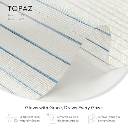 Airflow Sheer Vertical Blinds 45.8"-86" x 96", Topaz | Cordless Airflow Sheer Panels with Iridescent Finish, Adjustable Track and Trim-to-Fit Fabric - color: Topaz