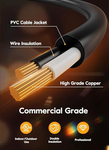 Brightown Outdoor String Lights, 50FT 15 Bulbs Shatterproof Patio Lights | IP65 Waterproof Dimmable Hanging Connectable LED Outdoor Lights for Backyard, Bistro, Porch, Deck, Balcony - color: Black, size: 50FT - 15 Bulbs (Pack of 1)