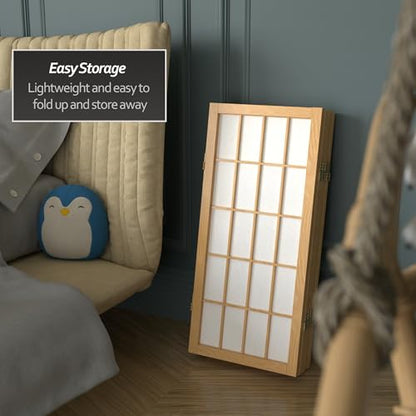 2 ft. Short Desktop Window Pane Shoji Screen - Natural - 5 Panels - color: Natural, size: 5 Panel