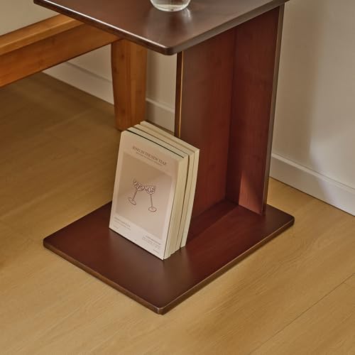 RECCI Solid Bamboo C-Shaped End Table Set of 2 for Couch and Sofa, Sustainable Mid-Century Modern Wood Side Table for Living Room or Bedroom, Easy Assembly C Table Nightstand (Espresso Brown) - color: Espresso Brown