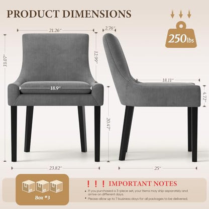 COLAMY Modern Dining Room Chairs Set of 6 with Mid Back and Wood Legs, Upholstered Kitchen Chairs for Dining Room/Living Room, Dark Grey - color: Grey, size: Set of 6