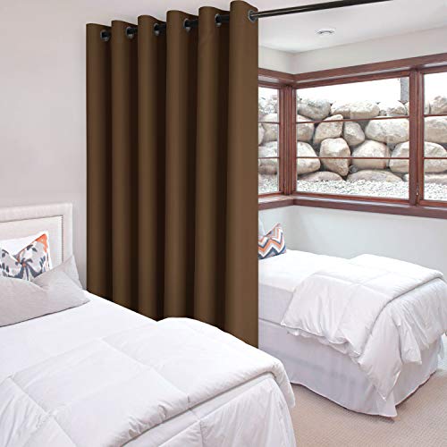 DWCN Total Privacy Room Divider Blackout Curtain - Thermal Curtains for Patio Door, Living Room, Bedroom Partition and Shared Office Space, 1 Grommet Curtain Panel, 8.3ft Wide x 7ft Tall, Brown - color: Brown, size: 100"W x 84"L (Pack of 1)