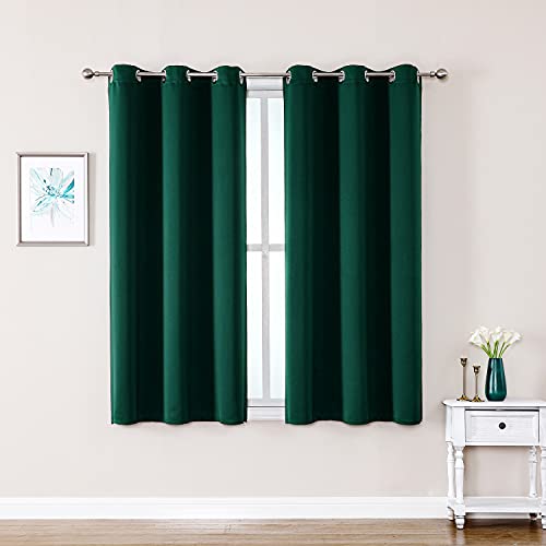 ChrisDowa Blackout Curtains for Bedroom and Living Room 50 Inches Long | 2 Panels Set, Thermal Insulated, Light Blocking, Room Darkening, Grommet, Window Treatment Drapes, Forest Green, 29 x 50 Inch - color: Forest Green, size: 29"W x 50"L (Pack of 2)