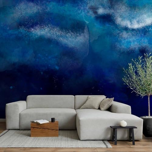 Wall Mural Abstract 77x55 in - Peel and Stick Self-Adhesive Wallpaper Removable Large Sticker Foil Wall Decor Print Picture Image Design Ocean Watercolor Blue Like Painted f-A-0902-a-a - color: #21, size: 77"Wx55"H Self-Adhesive