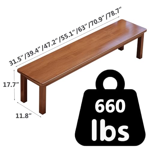Rustic Farmhouse Bench Thickened Solid Wood Bench Vintage Skinny Dining Bench 31.5"- 78.7"L Narrow Entryway Bench For Living Room, Dining Room,End Of Bed, Hallway(Walnut,31.5"Lx11.8"Wx17.7"H)