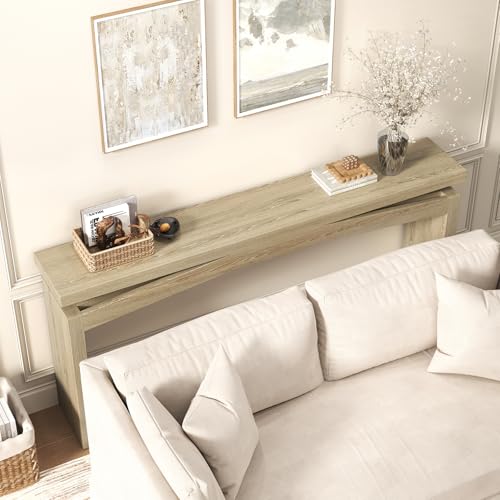 63 Inch Console Table for Entry Way Modern, Light Tan Wood | Farmhouse Entrance Tables Narrow Long, Wooden Couch Table Behind Sofa for Entryway, Living Room - color: Light Tan Wood