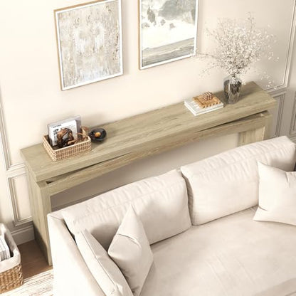 63 Inch Console Table for Entry Way Modern, Light Tan Wood | Farmhouse Entrance Tables Narrow Long, Wooden Couch Table Behind Sofa for Entryway, Living Room - color: Light Tan Wood