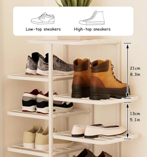 Narrow Vertical Shoe Rack, White, 19.3x42.1in | Space-Saving, Freestanding, Metal Frame, For Small Spaces, Entryway & Hallway - color: Black, size: 19.3x42.1in