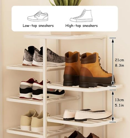 Narrow Vertical Shoe Rack, White, 19.3x42.1in | Space-Saving, Freestanding, Metal Frame, For Small Spaces, Entryway & Hallway - color: Black, size: 19.3x42.1in