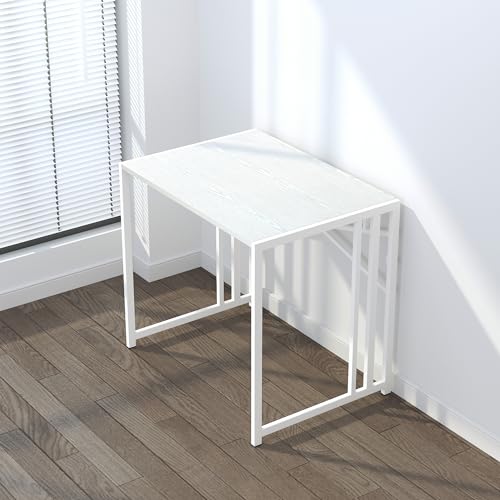 Lutown-Teen Small Folding Desk 32 inch, White | No Assembly Required Small Office Desk, Writing Gaming Computer Camping Desk for Small Spaces - color: White, size: 32 Inch