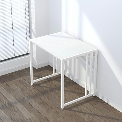 Lutown-Teen Small Folding Desk 32 inch, White | No Assembly Required Small Office Desk, Writing Gaming Computer Camping Desk for Small Spaces - color: White, size: 32 Inch