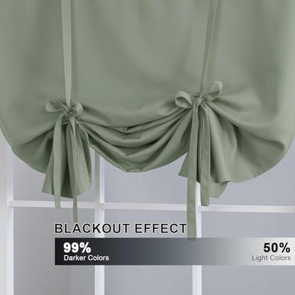 H.VERSAILTEX Blackout Tie Up Curtain Thermal Insulated Window Shade Light Blocking Balloon Roman Shade Bathroom Adjustable Rod Pocket Panel for Small Window,42" Wide by 63" Long,Cyan - color: Cyan