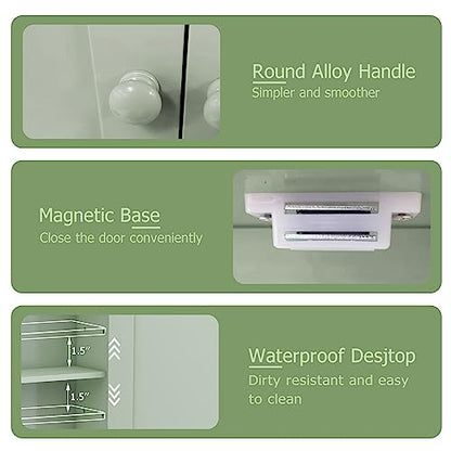 TaoHFE Green Medicine Cabinet,Bathroom Wall Cabinet with 2 Door | Adjustable Shelves,Over The Toilet Storage Cabinet,Green Bath room Cabinet Wall Mounted,Medicine Cabinets for Laundry Kitchen - color: Green