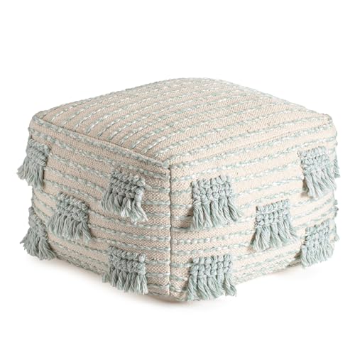 Anji Mountain Pouf Ottoman Foot Rest, Handmade Ottoman Pouf, Comfortable Foot Stool, Decorative Floor Seating for Living Room Decor, Bedroom & Home Décor Accent - French 75 Green - color: French 75 Green
