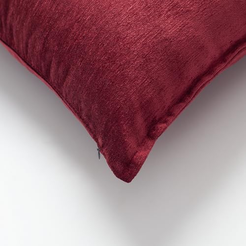 Woven Jacquard Throw Pillow Cover, Pack of 1 Textured Decorative Cushion Covers for Sofas, Couches, Bed, Home Décor, Fade Resistant Pillow for Sofa & Couch, Eliza, Burgundy, 20x20 Inch - color: Burgundy, size: 20" x 20" (Pack of 1)