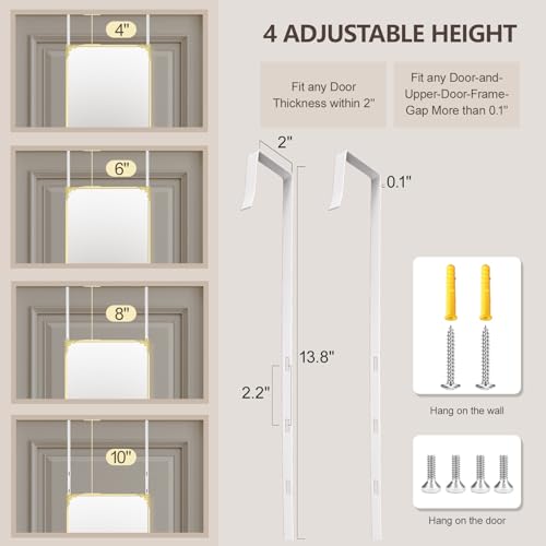 48"x14" Door Mirror, Rectangle Full Length Mirror, Over the Door Mirrors Full Length, Hanging Mirrors for Bedroom, Bathroom, Gold