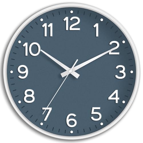 Roymnie 8 Inch Wall Clock, Battery Operated Silent Non Ticking Analog | Azure Blue modern analog; large 3D easy-read dial for kitchen, office, bathroom & bedroom; 1 AA battery (not included) - color: I_azure Blue, size: 8 Inch