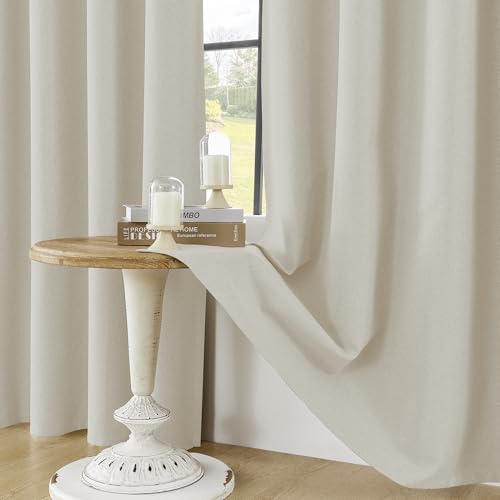 ChrisDowa Birch Blackout Curtains 45 Inches Long 2 Panels for Bedroom | Room Darkening,Light Blocking,Thermal Insulated,Faux Linen,Farmhouse,Grommet,Window Treatment,Drapes,Living Room,52x45 - color: Birch, size: 52"W x 45"L (Pack of 2)