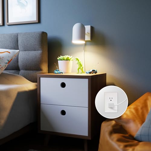 Globe Electric 1-Light Matte White Plug-in or Hardwire Wall Sconce | 6 ft braided cord, inline rocker switch, requires 1 E12 60W bulb (sold separately), 7x4.75x6 in, 65000146