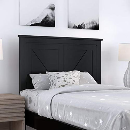 Glenwillow Home Farmhouse Style Wood Panel Headboard - color: Ebony/Black, size: Twin