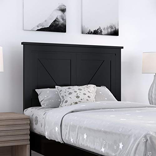 Glenwillow Home Farmhouse Style Wood Panel Headboard - color: Ebony/Black, size: Twin