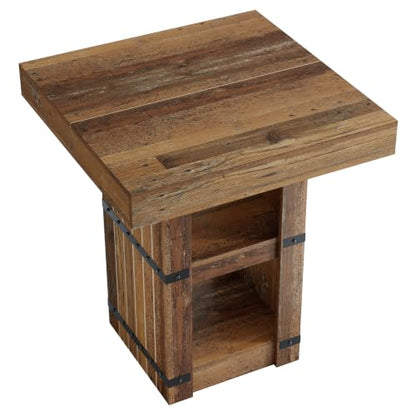 Tribesigns 37.4" H Square Dining Table for 2-4, 31.5" Small Farmhouse Dinner Kitchen Table with 2-Tier Storage, Wooden Dining Room Furniture for Kitchen, Dining Room, Apartment