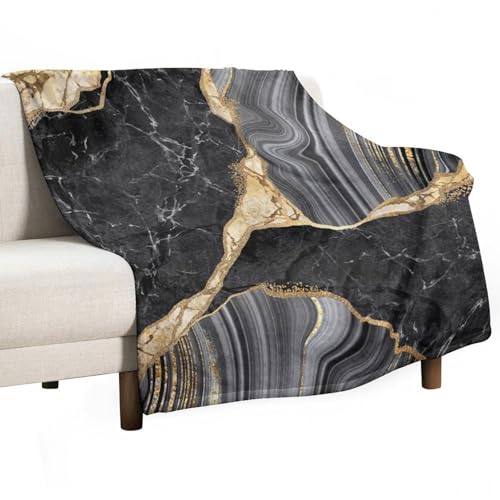 Black Gold Marble Throw Blanket Modern Abstract Art Pattern Soft Lightweight Warm Plush Blankets for Sofa Bedroom 40"x50" - color: Marble-4, size: 40"x50"