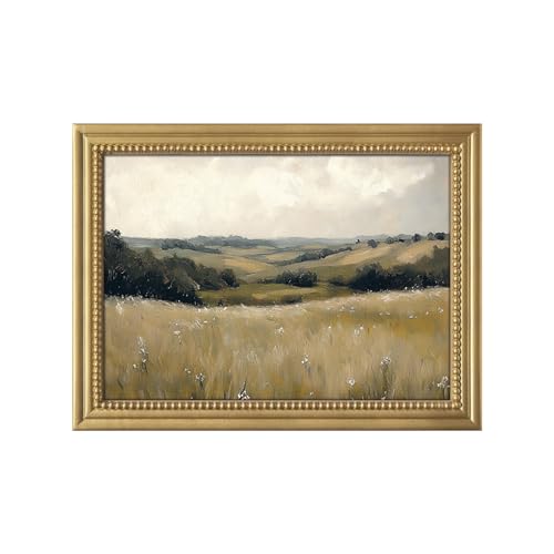 Gatheroad Vintage Gold Framed Canvas Wall Art Prints, Landscape Nature Oil Painting Prints, Farmhouse Cottagecore Rustic Home Accent for Living Room Bedroom Bathroom, 12x16 Inch - color: Earthy Hills, size: 12X16inch