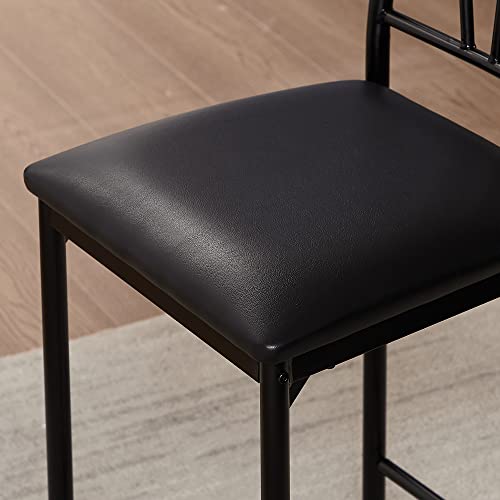 VECELO Small Bar Table and Chairs Tall Kitchen Breakfast Nook with Stools/Dining Set for 2, Storage Shelves, Space-Saving, Gray - color: Grey