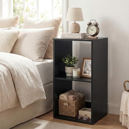 GIANTEX 2-Cube Bookcase, Cubby Bookshelf w/Back Guardrail & Anti-Tipping Kits, 3-Tier Freestanding Storage Organizer with Shelves, Open Back Display Rack for Living Room, Bedroom, Black - color: Black, size: 2-Cube
