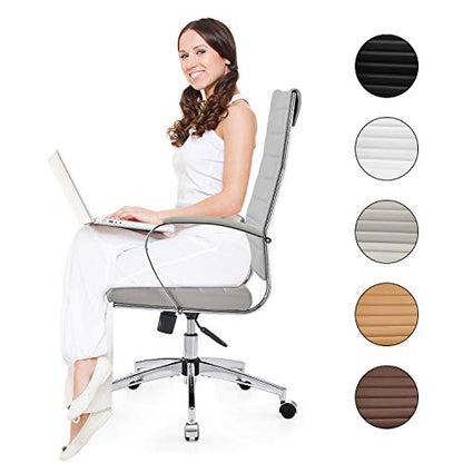 lux Modern Desk Chairs with Wheels and arms Ergo Chairs high Back Chair Computer Leather Modern Chair Leather Office Executive Chair (4020-gray) - color: 4020-gray