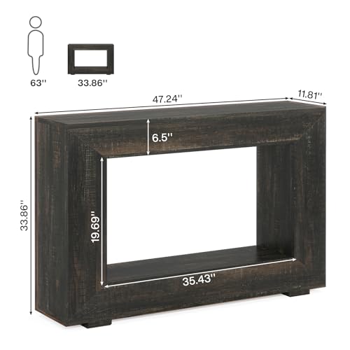 Tribesigns Farmhouse Console Table, 47 Inches Entryway Console Table with Storage, Industrial Hallway Accent Table for Living Room, Entrance - color: Black