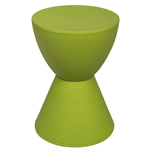 LeisureMod Green Hourglass Side Table with Storage – Modern Ribbed Drum End Table, Removable Lid, Compact Accent Table for Indoor/Outdoor Use - color: Green