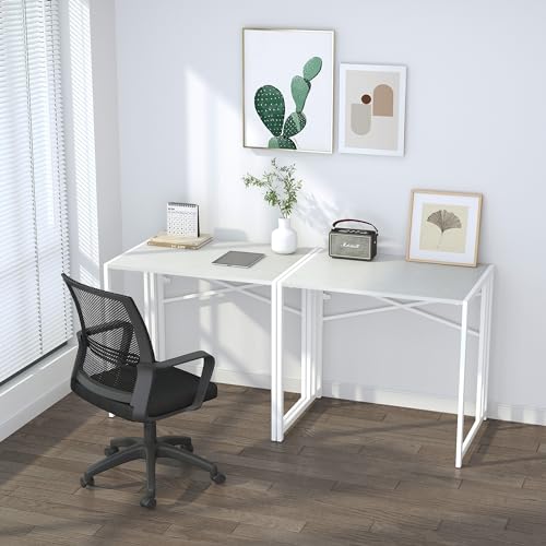 Lutown-Teen Small Folding Desk 32 inch, White | No Assembly Required Small Office Desk, Writing Gaming Computer Camping Desk for Small Spaces - color: White, size: 32 Inch