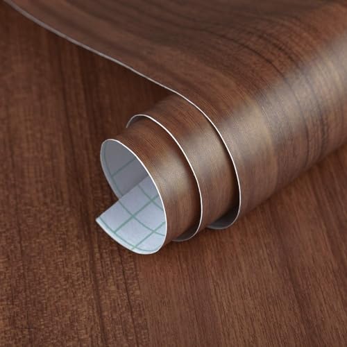 BAYYA Walnut Contact Paper 31.5"x354" Brown Balck Wood Grain Wallpaper | Dark Walnut Vinyl Wrap Waterproof Self-Adhesive Wooden Peel and Stick Countertops Covers Oak Wood Sticker for Furniture - color: Brown 2, size: 31.5" x 354"