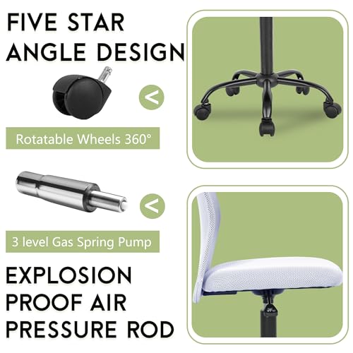 BestOffice Ergonomic Office Chair Desk Chair Mesh Computer Chair Armless Back Support Modern Executive Rolling Swivel Chair with Lumbar Support (White) - color: White
