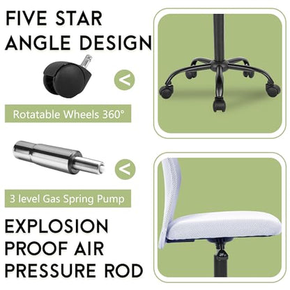 BestOffice Ergonomic Office Chair Desk Chair Mesh Computer Chair Armless Back Support Modern Executive Rolling Swivel Chair with Lumbar Support (White) - color: White